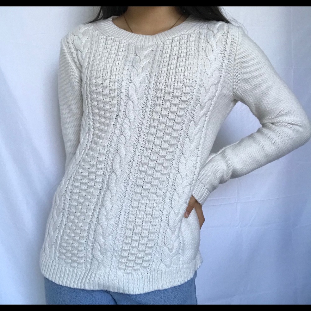 J CREW knit preppy white sweater